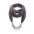 thumbnail image 1 of UTSJKR Women's Scarf Pendant Necklace Vintage Bohemia Tassel Scarves Chiffon Infinity Scarfs Jewelry Accessory Dark Gray, 1 of 1