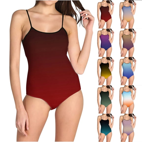 UTSJKR Women's Slip One Piece Bathing Suit Backless Sport Training Swimwear Gradient Tummy Control Slimming Athletic Swimsuits Beige 4