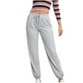 thumbnail image 1 of UTSJKR Women's Solid Color High Waist Sweatpants with Pockets Drawstring Elastic Waist Long Pants Trousers Joggers Sweatpants Gray XL, 1 of 9