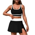 thumbnail image 1 of UTSJKR Women's Sporty Bikini Sets Two Piece Color Block Swimsuit Bathing Suits with High Waisted Sports Skirt Black 16-18, 1 of 7