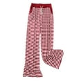 thumbnail image 1 of UTSJKR Women's Striped Palazzo Lounge Pants with Pockets Comfy Sleep Bottoms Pajama Pants Wide Leg Silky Soft House Pants Wine M, 1 of 8
