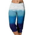 thumbnail image 1 of UTSJKR Women's Summer Gradient Capri Pants with Pockets Drawstring Elastic High Waist Loose Fit Cropped Trousers Stretch Workout Yoga Pants Joggers Pants Blue S, 1 of 6