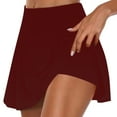 thumbnail image 1 of UTSJKR Women's Summer Pleated Skort High Waist A-Line Shorts with Pocket Solid Active Tennis Golf Skirts Wine XL, 1 of 5