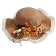 thumbnail image 1 of UTSJKR Women's Sunflower Floral Straw Sun Hat, Wide Brim Foldable UPF 50 Beach Vacation Fashion Cap Khaki, 1 of 2