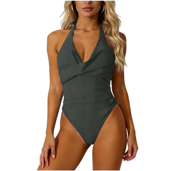UTSJKR Women's Sweetheart Swim Dress, Ruched Tummy Control Bathing Suit with Wrap Skirt and Side Bow Detail Gray XXL