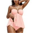 thumbnail image 1 of UTSJKR Women's Tankini Sets Two Piece Halter Cut Out Bathing Suits Backless Tummy Control Swimsuit Flowy Swimwear Pink L, 1 of 7