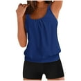 thumbnail image 1 of UTSJKR Women's Tankini Swimsuits Bathing Suit Two Piece Tummy Control Swimwear Banded Bottom Tank Tops with Shorts Blue XXXXL, 1 of 4