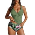 thumbnail image 1 of UTSJKR Women's Tankini Swimsuits Two Piece Ruched Tummy Control Bathing Suits with High Waisted Bottom Modest Swimwear Green XL, 1 of 5