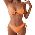 thumbnail image 1 of UTSJKR Women's Trendy Bikini Sets V Neck 2 Piece Triangle Bathing Suit Ruched Drawstring Swimsuits Soft Beachwear Orange XL, 1 of 6