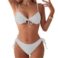 thumbnail image 1 of UTSJKR Women's Trendy Bikini Sets V Neck 2 Piece Triangle Bathing Suit Ruched Drawstring Swimsuits Soft Beachwear White XL, 1 of 7