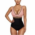 thumbnail image 1 of UTSJKR Women's Tummy Control Swimsuits Mesh Hollowed Sexy One Piece Bathing Suits Slimming V Neck Swimwear Black XL, 1 of 6