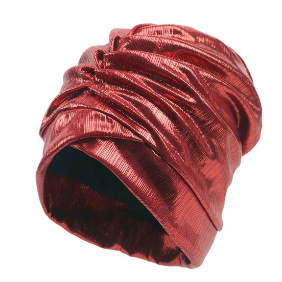 UTSJKR Women's Turban Cozy Cotton Lined Turban Hats Indian Turbans Metallic Hats Head Wraps African Cap for Women Wine