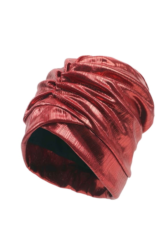 Women's Turban Cozy Cotton Lined Turban Hats Indian Turbans Metallic Hats Head Wraps African Cap for Women Wine