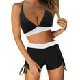 thumbnail image 1 of UTSJKR Women's Two Piece Bathing Suit with Boyshorts Halter Push Up Bathing Suits Sporty V Neck Drawstring Bathing Suit White S, 1 of 4