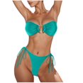 thumbnail image 1 of UTSJKR Women's Two Piece Bathing Suits Bandeau Tube Top Tie Side Triangle Bikini Set Sexy High Cut Swimsuits Mint Green L, 1 of 4