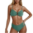 thumbnail image 1 of UTSJKR Women's Two Piece Bikini Set Ring Linked Ruched Underwire Bikini Bathing Suit Swimwear Set Swimming Suit Army Green S, 1 of 5
