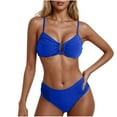 thumbnail image 1 of UTSJKR Women's Two Piece Bikini Set Ring Linked Ruched Underwire Bikini Bathing Suit Swimwear Set Swimming Suit Blue M, 1 of 5