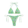 thumbnail image 1 of UTSJKR Women's Two Piece Bikini Sets Plaid Trendy Bathing Suit High Waisted Halter Triangle Swimsuit Bikini Set Green L, 1 of 3