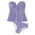 thumbnail image 1 of UTSJKR Women's Two Piece Tankini Swimsuits Ruffle Trim Hollow Strapless Tube Top with Bikini Bottom Bulit-in-Bra Bathing Suit Purple M, 1 of 6