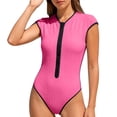 thumbnail image 1 of UTSJKR Women's V-Neck Ruched One-Piece Swimsuit, Double Strap Tank Style Bathing Suit with Tummy Control Hot Pink S, 1 of 8