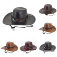 thumbnail image 1 of UTSJKR Women's Western Cowboy Stylish Hat Ethnic Vintage Summer Top Hats Elegant Cap Drawstring Jewelry Embellished Yellow, 1 of 3