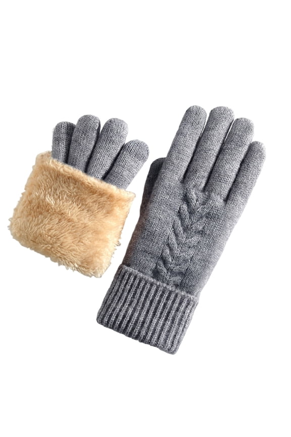 Women's Windproof Warm Gloves Thickened and Padded Split Finger Gloves Winter Gloves Women's Gloves Gray