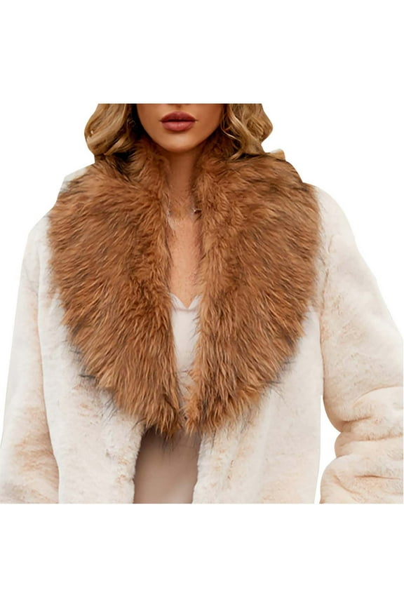 Women's Winter Fake Faux Fur Scarf Wrap Collar Shawl Shrug Cold Winter Neck Warmer Elegant Bridal Wedding Cape Brown