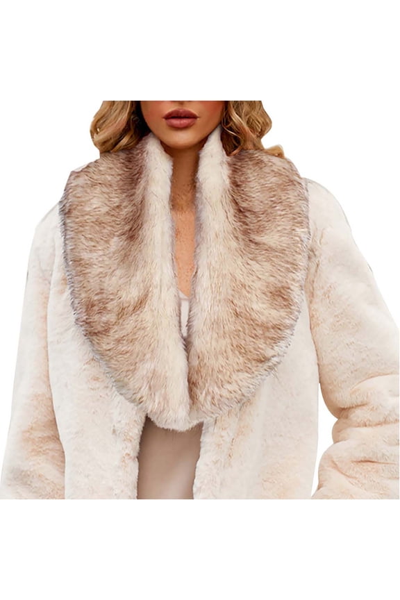 Women's Winter Fake Faux Fur Scarf Wrap Collar Shawl Shrug Cold Winter Neck Warmer Elegant Bridal Wedding Cape Khaki