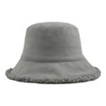 thumbnail image 1 of UTSJKR Women's Winter Faux Fur Shearling Bucket Hat Plush Classic Fluffy Warm Fisherman Hats for Men Adult Gray, 1 of 2