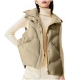 thumbnail image 1 of UTSJKR Women's Winter Warm Sleeveless Stand Collar Down Vests Jackets with Pockets Lightweight Gilet Waist Coats Outerwear Khaki Free Size, 1 of 5