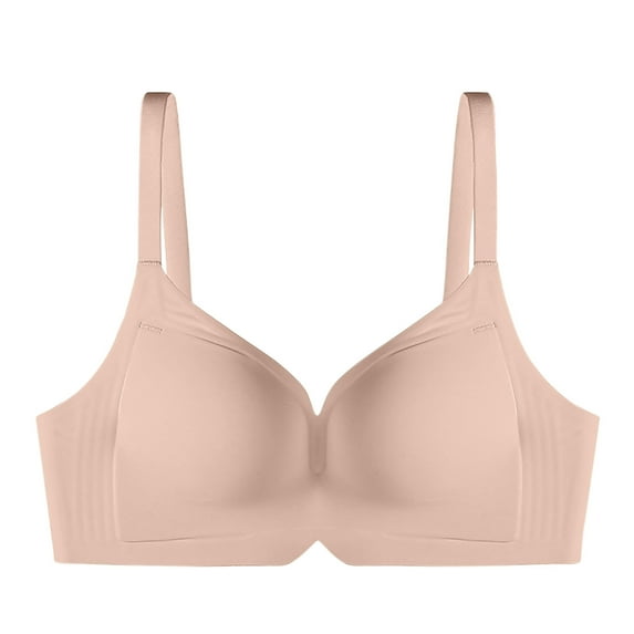 UTSJKR Women's Wireless T Shirt Bra Seamless Comfort Full Coverage Push Up Bras for Everyday Wear Breathable Soft Underwire Bras Beige L