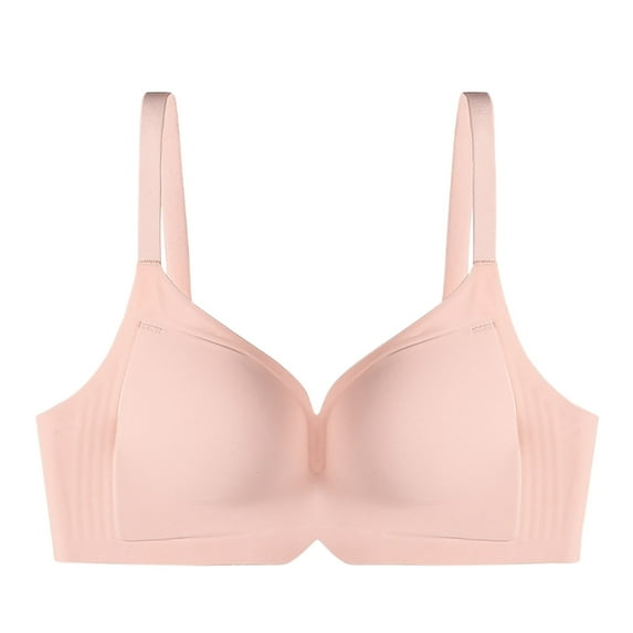 UTSJKR Women's Wireless T Shirt Bra Seamless Comfort Full Coverage Push Up Bras for Everyday Wear Breathable Soft Underwire Bras Pink M