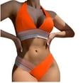 thumbnail image 1 of UTSJKR Womens Bikini Sets Tummy Control Swimsuit Two Piece Color Block Bathing Suits 2026 Fashion Straped Swimsuits Orange S, 1 of 9