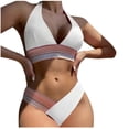 thumbnail image 1 of UTSJKR Womens Bikini Sets Tummy Control Swimsuit Two Piece Color Block Bathing Suits 2026 Fashion Straped Swimsuits White XL, 1 of 8