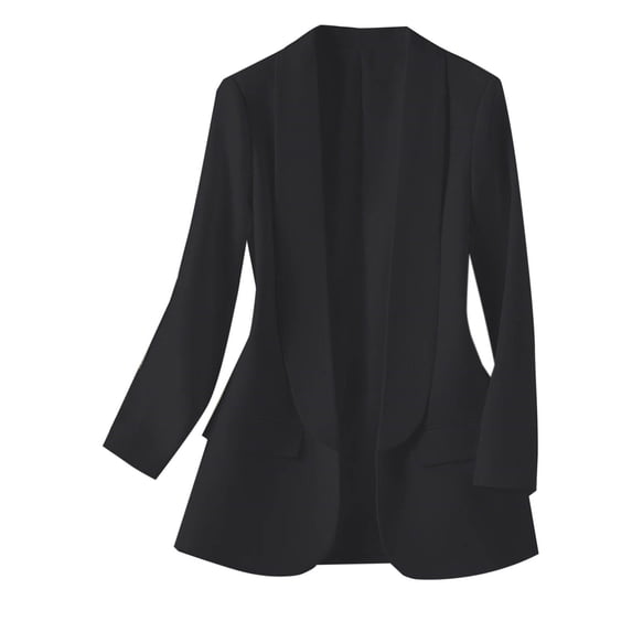 UTSJKR Womens Blazer 2024 Fall Bussiness Casual Long Sleeve Button Open Front Suit Jackets Work Clothes with Pockets Black XL