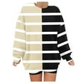 thumbnail image 1 of UTSJKR Womens Casual Print Sweatshirts Color Block Striped Crew Neck Blouses Daily Vacation Loose Fit Basic Pullover Sweatshirts Tops Long Sleeve Tunic Tops 2024 Fashion Beige XXL, 1 of 4