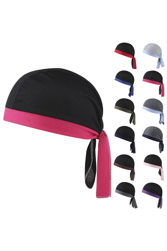 Womens Chemo Headwear Hats Cotton Slouchy Beanie Cap Scarf Long Hair Head Scarf Headwraps Cancer Hats for Men Black