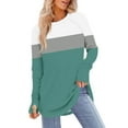 thumbnail image 1 of UTSJKR Womens Color Block Tunic Tops to Wear with Leggings Long Sleeve Thumb Hole Shirts Crew Neck Curved Hem Basic Graphic Tees Green M, 1 of 5