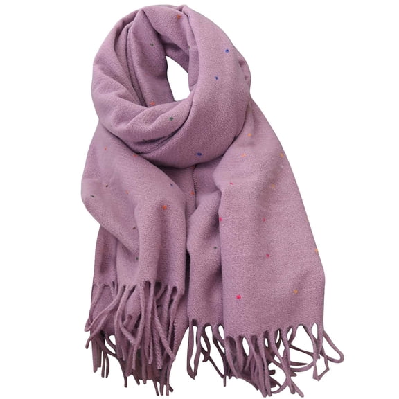 UTSJKR Womens Elegant Dot Winter Knit Scarf Vintage Plaid Thick Scarf Soft Cold Weather Warm Scarves Fashion Accessories Hot Pink
