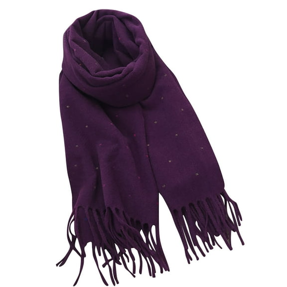 UTSJKR Womens Elegant Dot Winter Knit Scarf Vintage Plaid Thick Scarf Soft Cold Weather Warm Scarves Fashion Accessories Purple