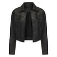 thumbnail image 1 of UTSJKR Womens Faux Leather Jacket 2024 Fashion Quilted Button Up Coat Motorcycle Short Biker Jackets Classic Y2k Cropped Coats Black XL, 1 of 5