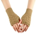 thumbnail image 1 of UTSJKR Womens Fingerless Gloves Winter Warm Knit Arm Warmers Mittens Soft Hand Crochet Wrist Warmers Thumb Hole Gloves Beige, 1 of 5