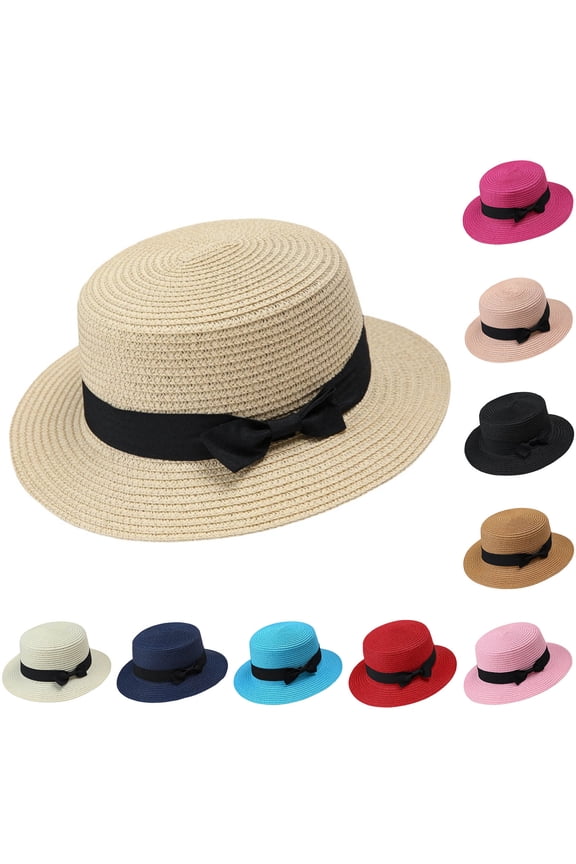 Womens Flat Crown Wide Brim Bucket Hat with Fabric Bow Accent for Daily City Commute Beach Stroll Backyard Cookout Quick Dry Foldable Sun Protection Headwear Pink