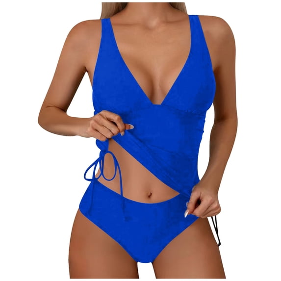 UTSJKR Womens High Waisted Bathing Suit 2 Piece Sets for Women Skirt, Summer Beach Fashion Full Coverage Swimsuits for Women Blue L