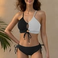thumbnail image 1 of UTSJKR Womens High Waisted Bikini Sets Color Block Two Piece Swimsuits Beach Fashion V Neck Tummy Control Bathing Suits Black L, 1 of 3