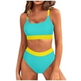 thumbnail image 1 of UTSJKR Womens High Waisted Bikini Sets Sporty 2 Piece Swimsuits Color Block Full Coverage Modest Tummy Control Bathing Suits Yellow S, 1 of 6