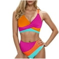 thumbnail image 1 of UTSJKR Womens High Wasited Bikini Sets Color Block Tummy Control 2 Piece Swimsuits Curvy Mesh Swim Skirt Red S, 1 of 4