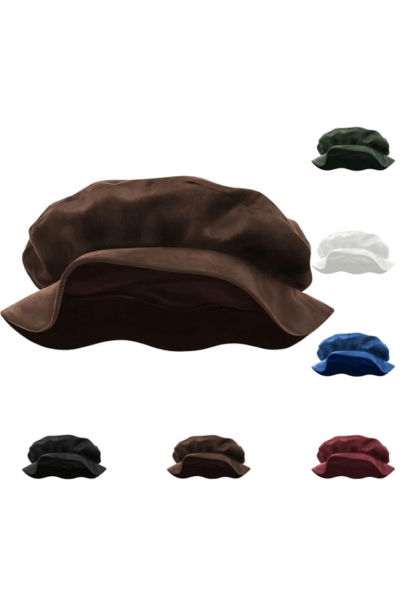 Womens Matte Ruched Bucket Beret with Draped Silhouette for Fall Visit Coffee Date Weekend Window Shopping Soft Shaping Retro Daily Headwear Red