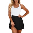 thumbnail image 1 of UTSJKR Womens One Piece Color Block Swimdress Tummy Control Scoop Neck Surfing Swimsuits Full Coverage Slimming Swim Dresses White XL, 1 of 6
