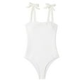 thumbnail image 1 of UTSJKR Womens One Piece Swimsuits 2025 Slimming High Cut Swimwear Textured 1 Piece Adjustable Spaghetti Straps Bathing Suits White L, 1 of 9